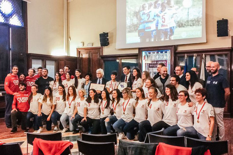 CUSB Shout group picture with the Dean of the University of Bologna and Peldi